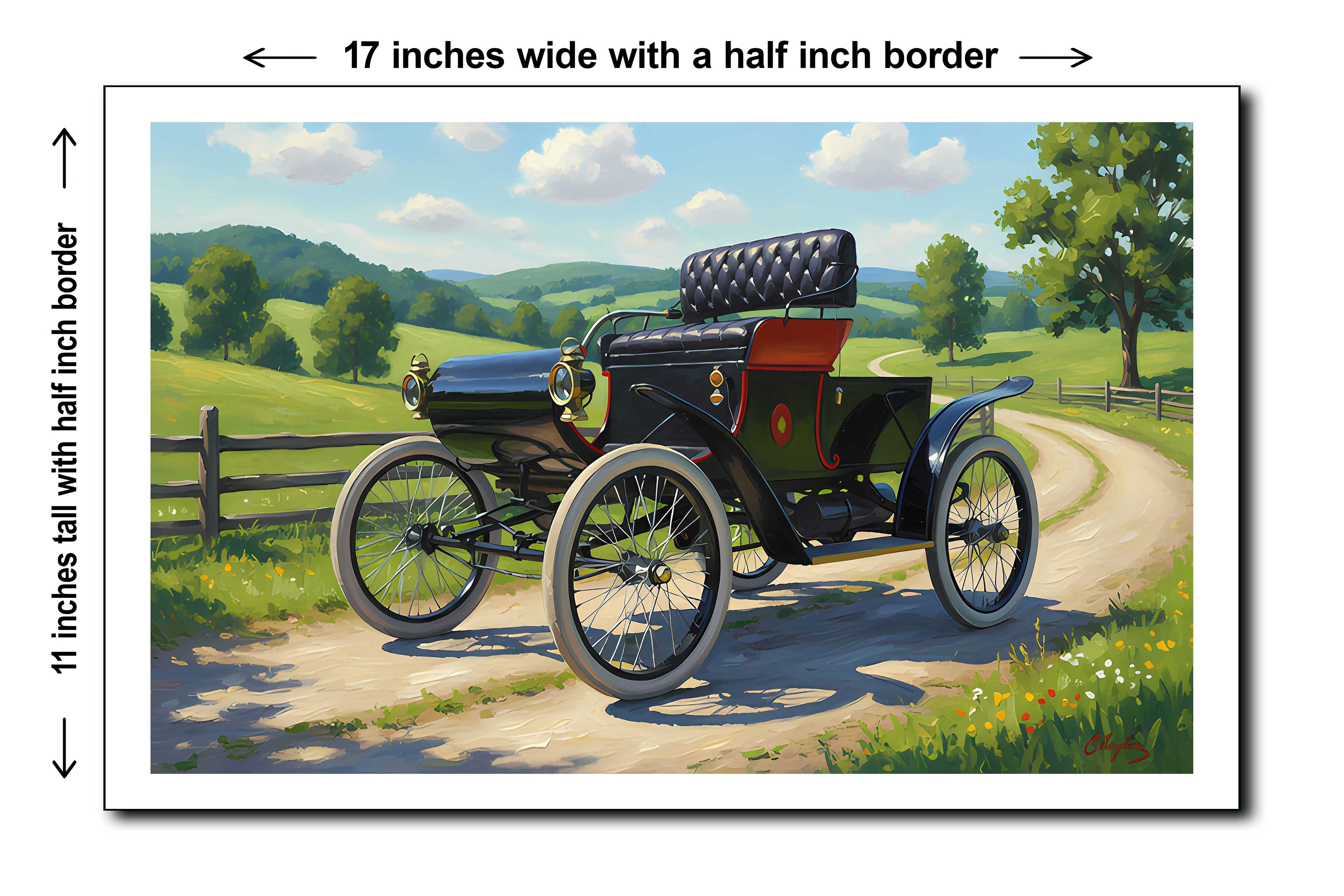 1902 Oldsmobile Model R Curved Dash Runabout - 11x17 Poster Art Print