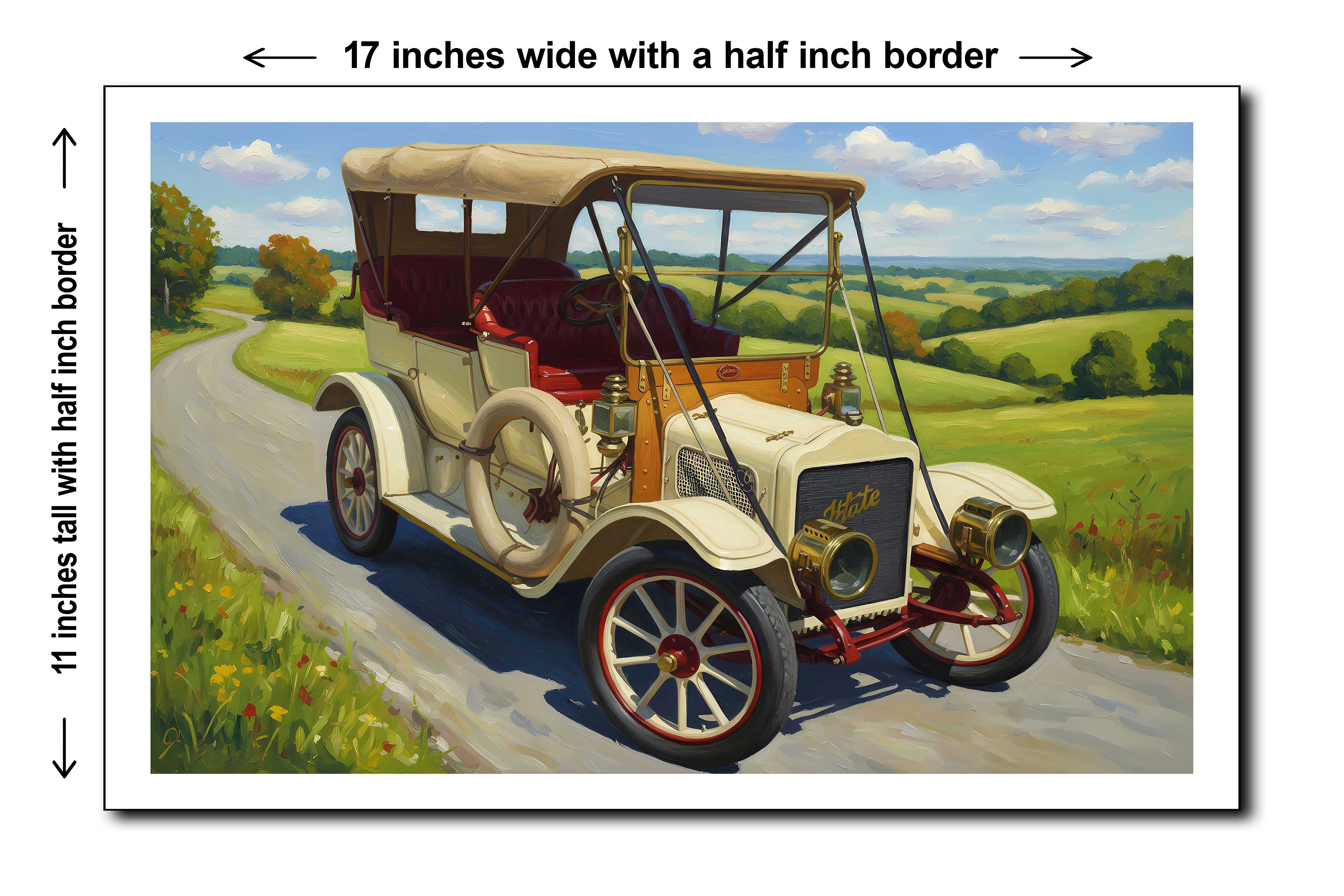 1910 White Steam Car - 11x17 Poster Art Print