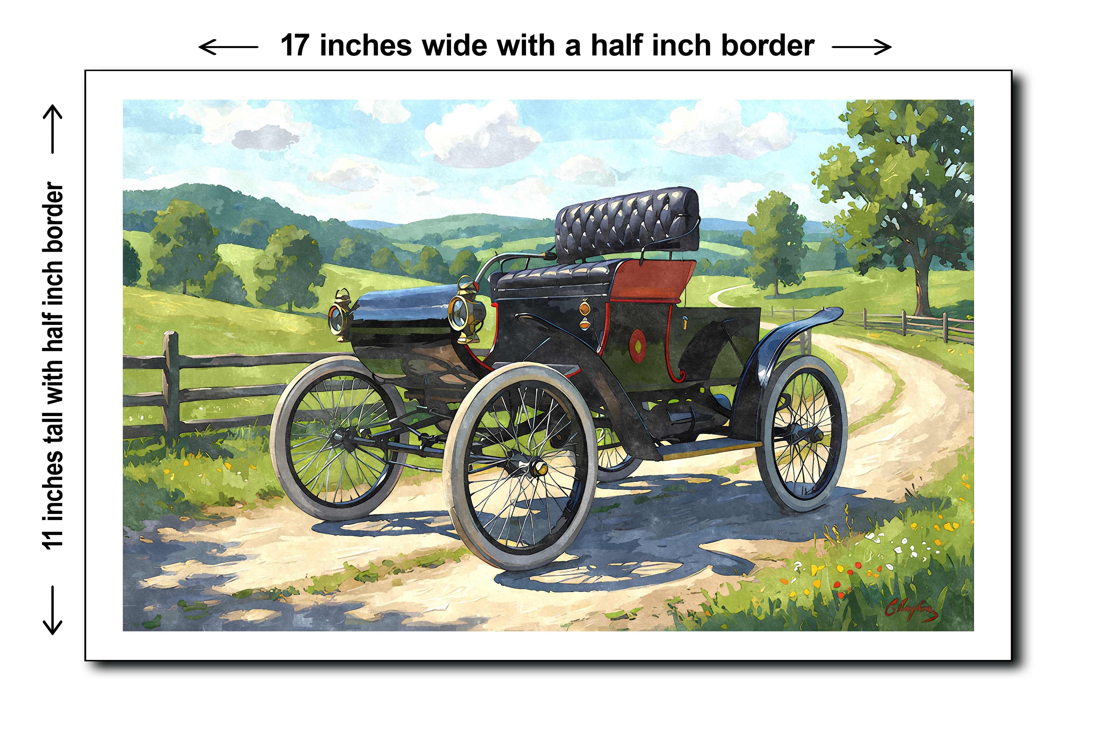 1902 Oldsmobile Model R Curved Dash Runabout - 11x17 Poster Art Print