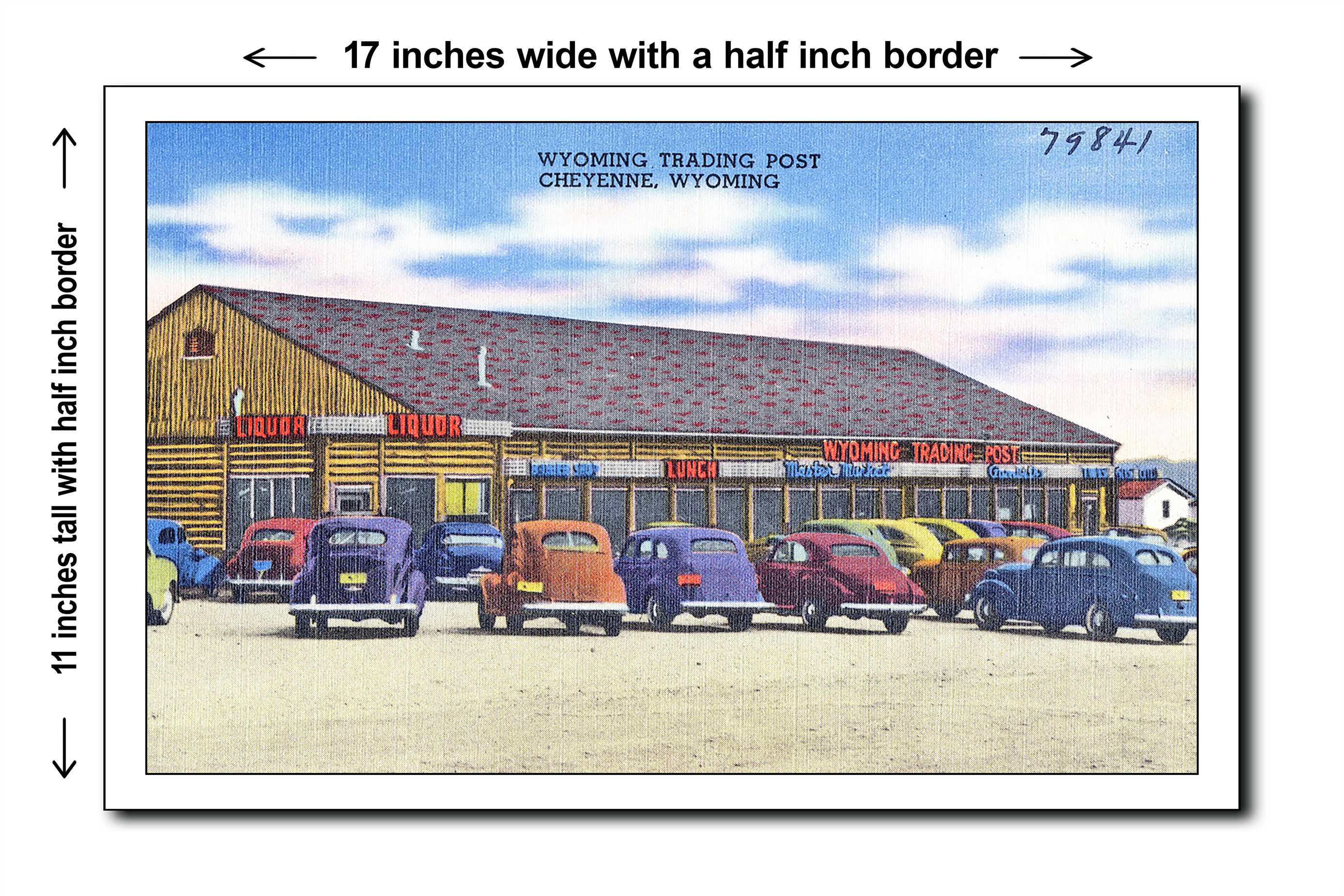 Wyoming 1940s Postcard Art Print - Wyoming Trading Post, Cheyenne, Wyoming - 11x17